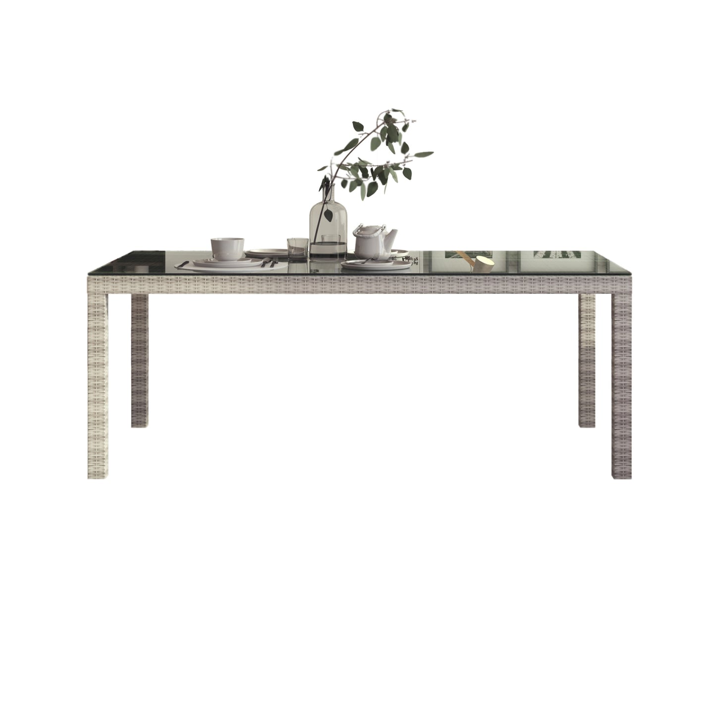 Singapore Aluminum and Tempered Glass Dining Table