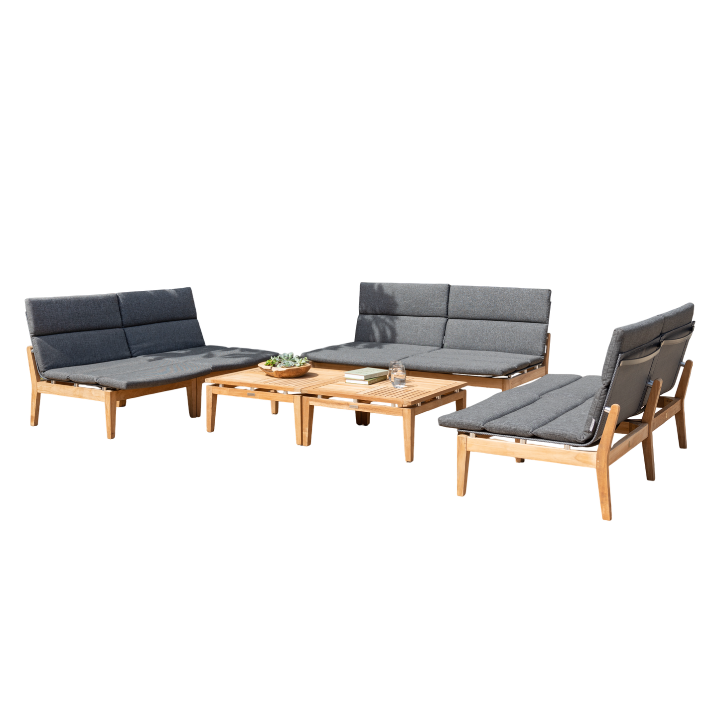 Arno Teak FSC 100% Certified Solid Wood Modular Sofa 8pc Dark Set