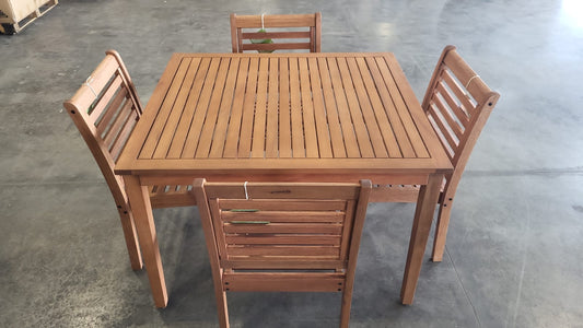 WAS $599. NOW $299 *BRAND NEW* OPEN BOX 5 Piece Outdoor Furniture 100% FSC Certified Wood Dining set