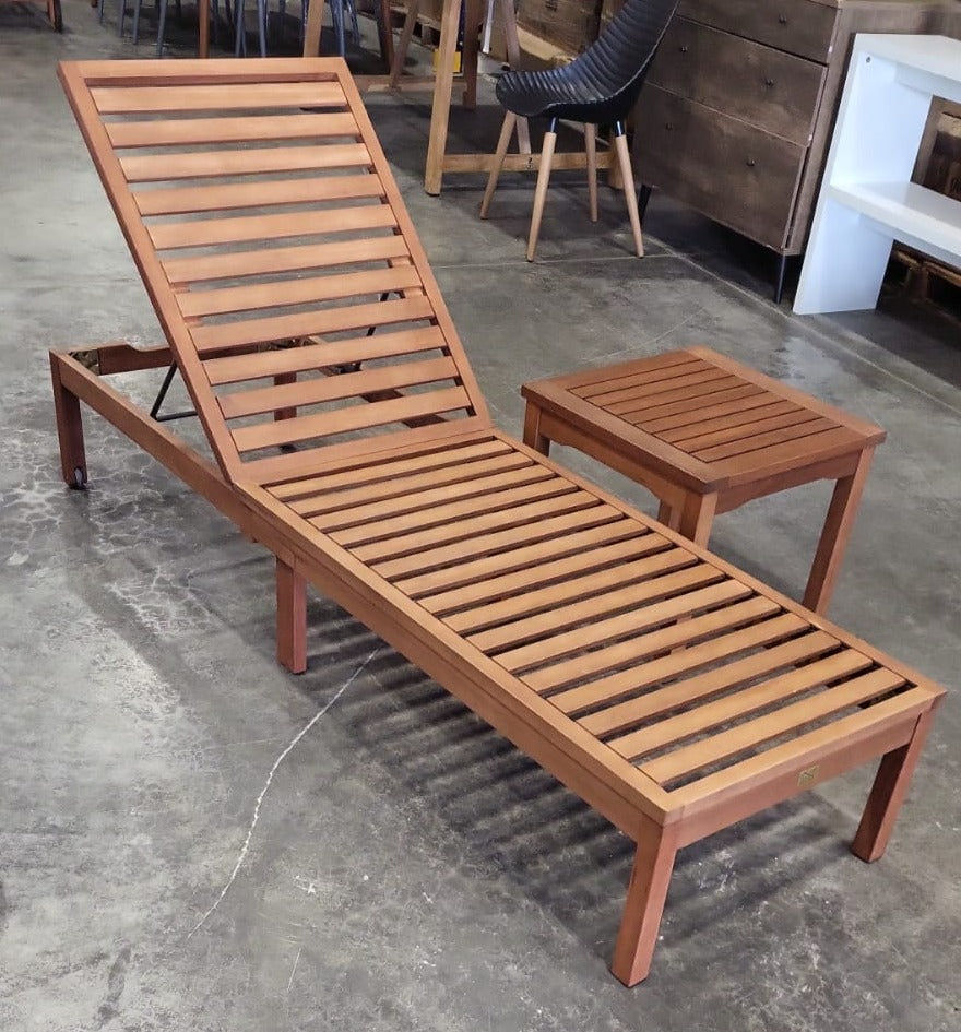 WAS $399. NOW $199 *BRAND NEW* OPEN BOX 2 Piece Outdoor Furniture Wood Lounger Set