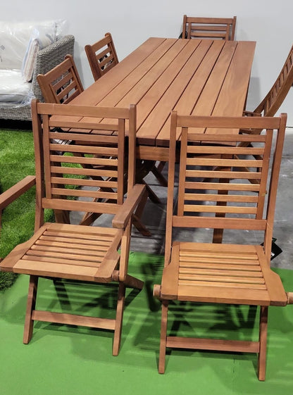 WAS $1399. NOW $699 *BRAND NEW* OPEN BOX 7 Piece Outdoor Furniture 100% FSC Certified Wood Dining Set