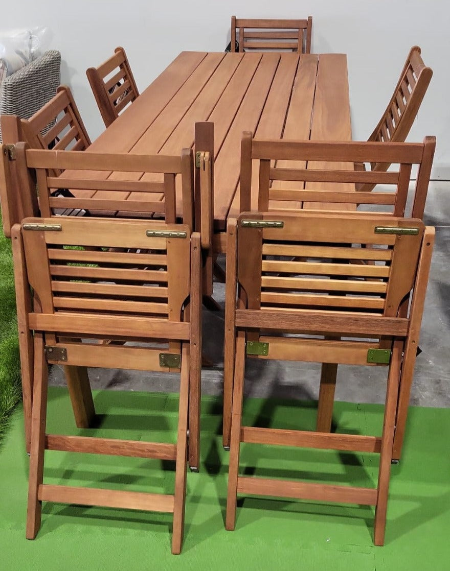 WAS $1399. NOW $699 *BRAND NEW* OPEN BOX 7 Piece Outdoor Furniture Wood Dining Set