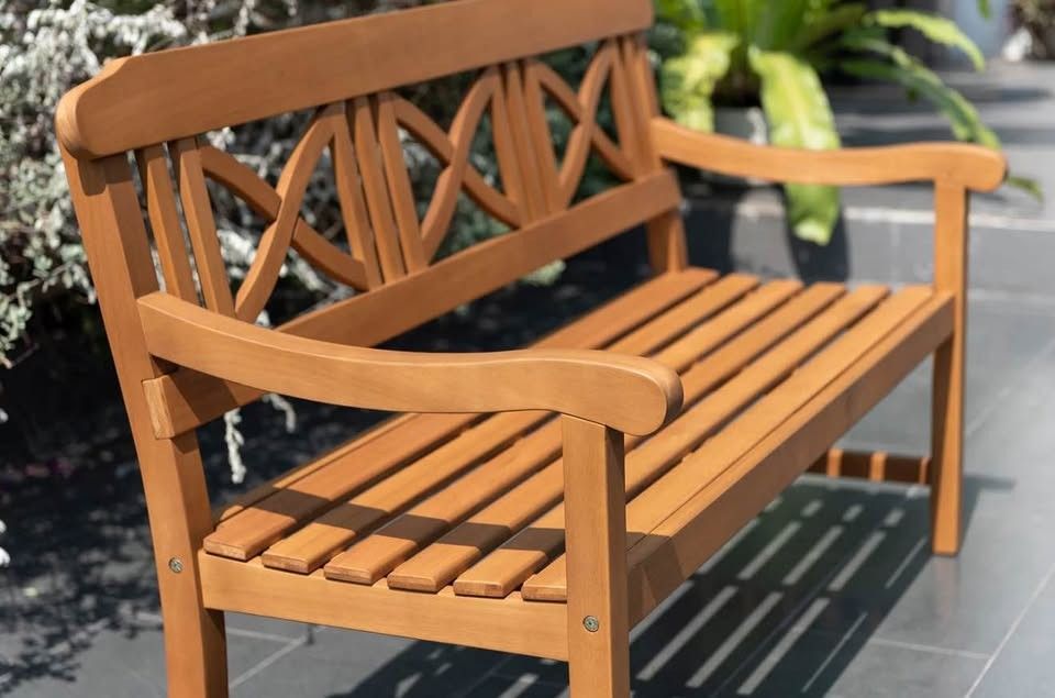 WAS $259 NOW $129 BRAND NEW 57-inch Solid Wood Eucalyptus Patio Bench - Outdoor 2-Seater Bench New in a box