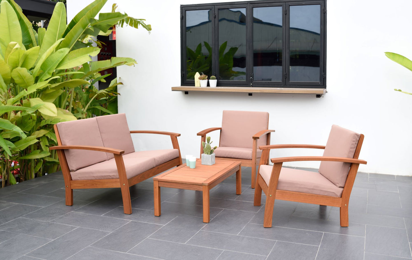 WAS $899. NOW $499 *BRAND NEW* 4 Piece 100% FSC Certified Solid Wood Seating Set | Ideal Furniture Set For Outdoor
