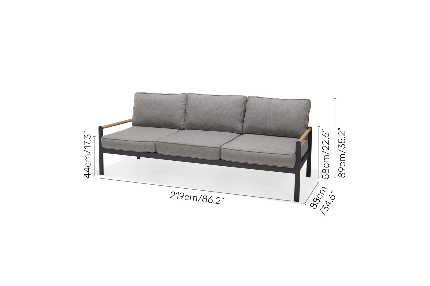 Amber 3-seater Sofa Made of Die-Cast Aluminum