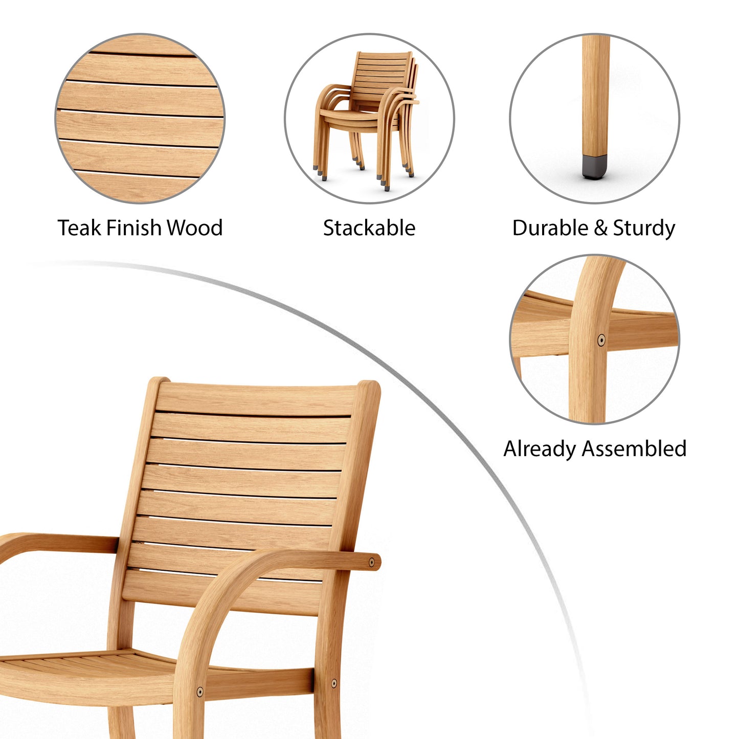 Catalina Teak Finish 100% FSC Certified Wood Dining Chair