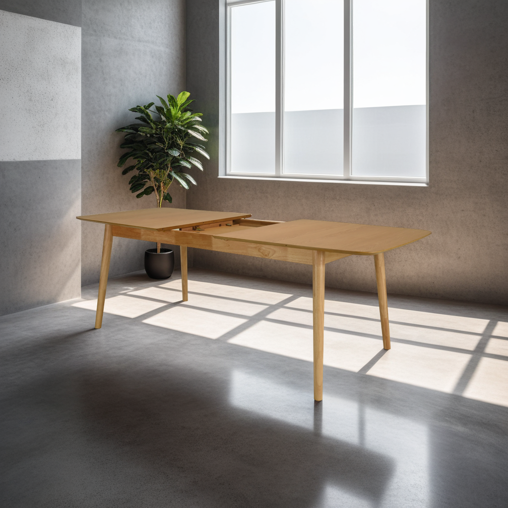 WAS $899 NOW $429 BRAND NEW Extendable Oak Solid Rubber Wood Dining Table