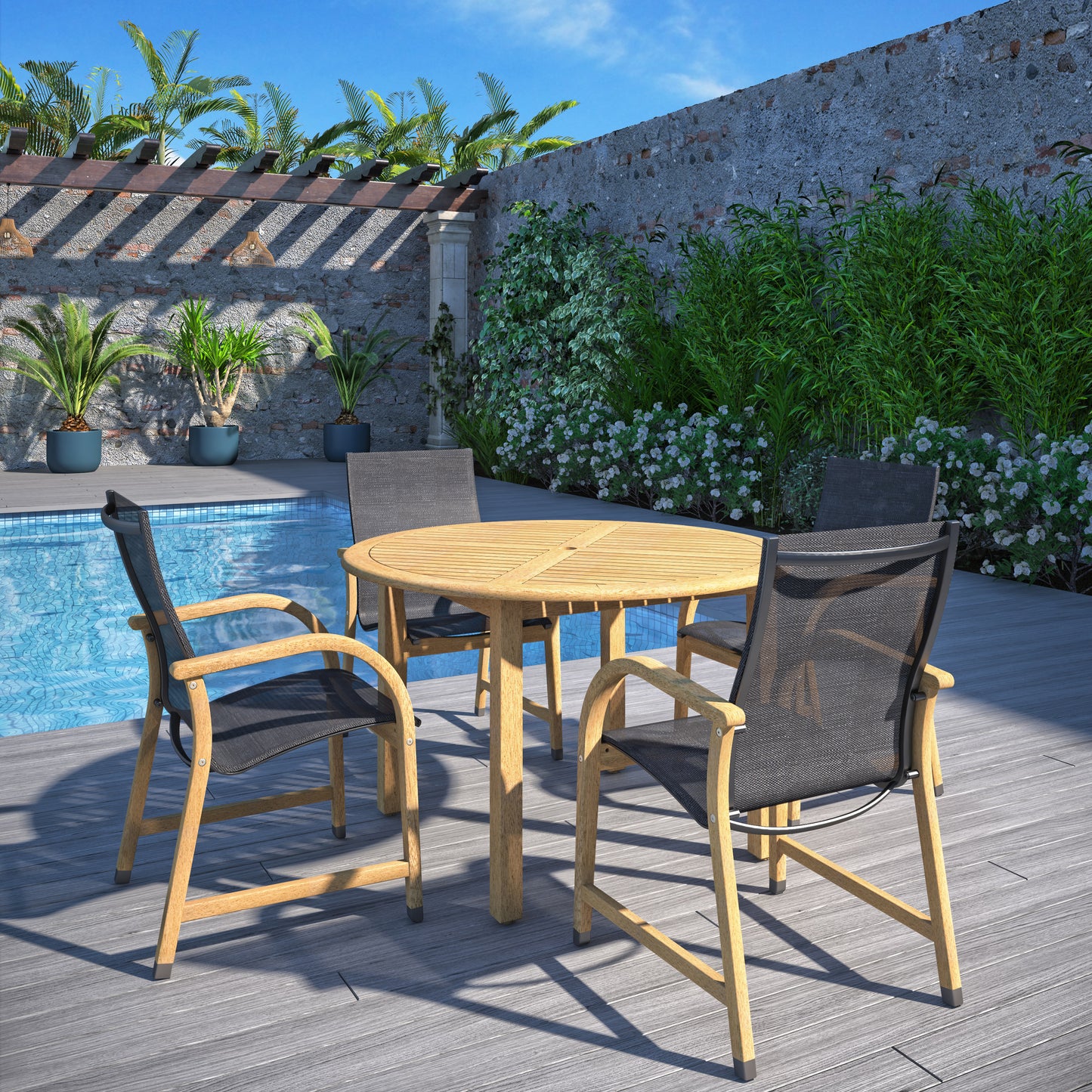WAS $1299 NOW $699 *BRAND NEW* OPEN BOX Solid Wood 100% FSC Certified 5 Piece Dining set
