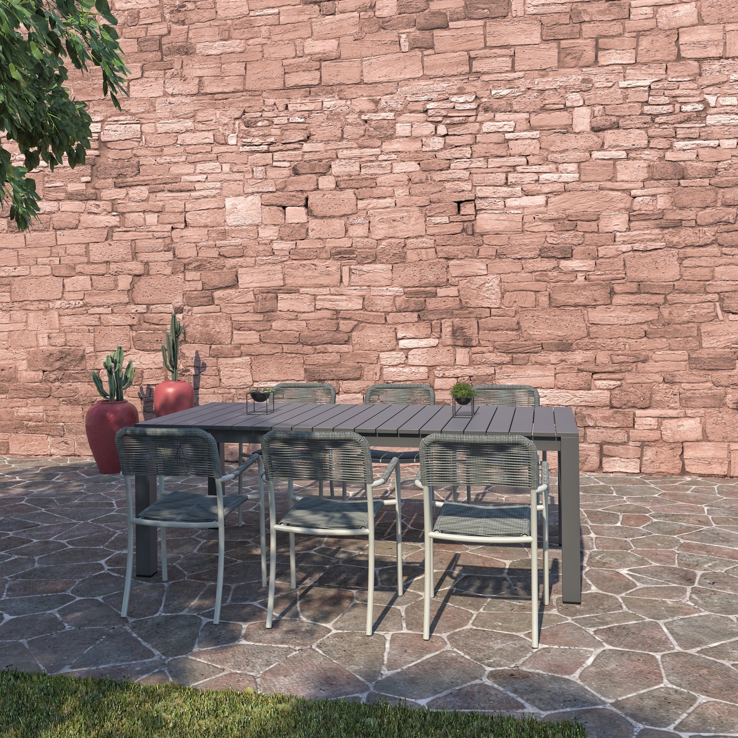 WAS $1699 NEW $899 BRAND NEW 7 Pieces Dining Set Made Of Aluminum With Weather Net Dining Table - Ideal Furniture Set For Outdoor