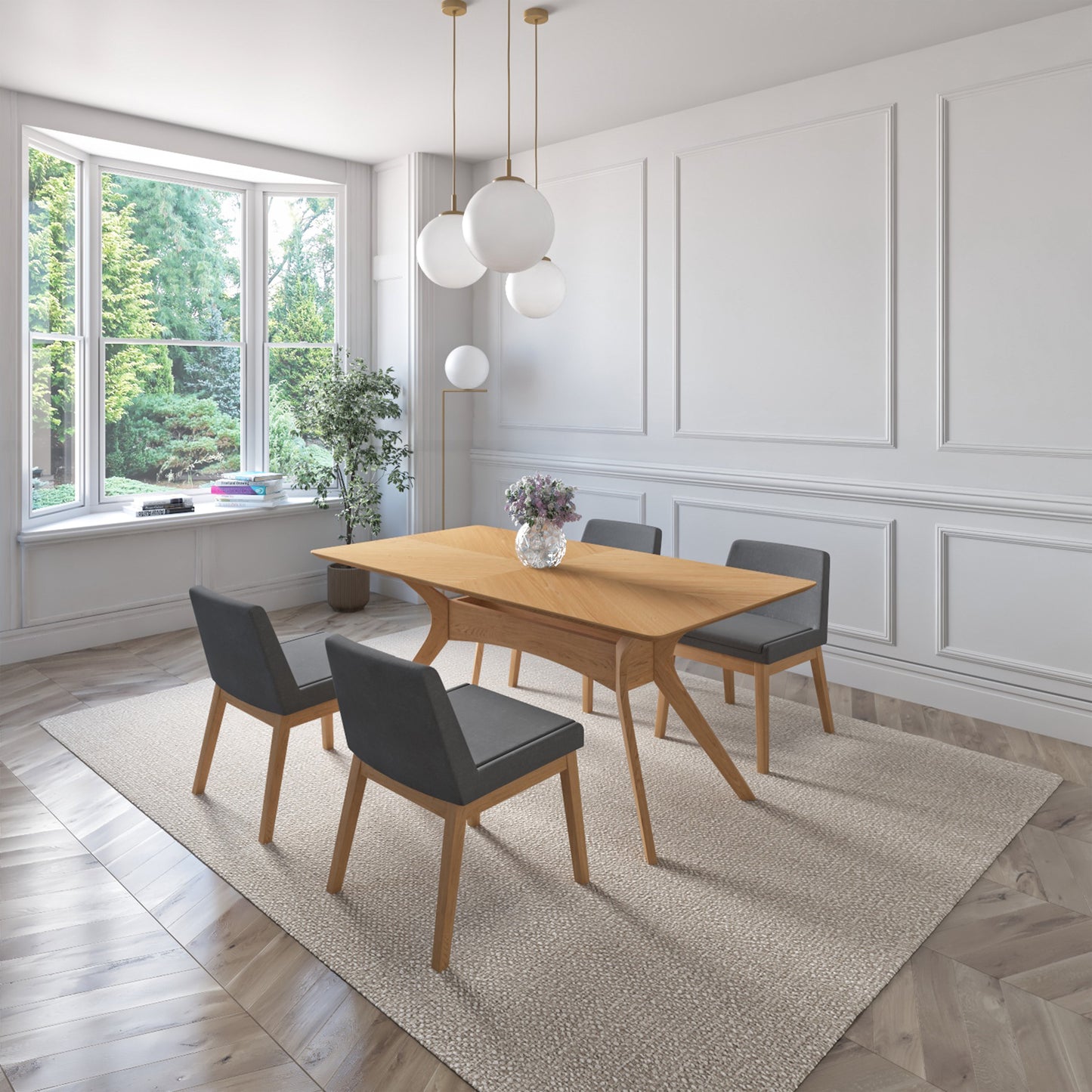WAS $1599 NOW $899 BRAND NEW Light Grey Solid Rubber Wood Dining Set Ideal Furniture Set For Indoor