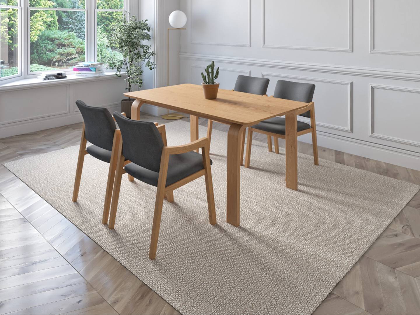 WAS $1499 NOW $795 BRAND NEW Light Grey Solid Rubber Wood Dining Set Ideal Furniture Set For Indoor