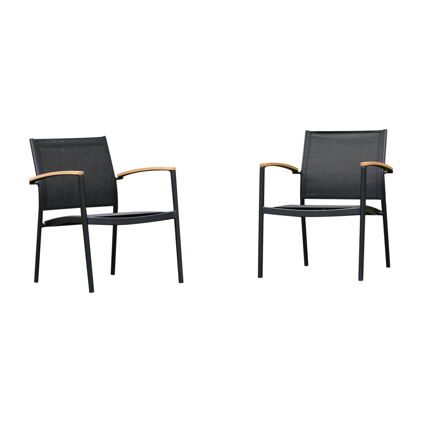 Vera Aluminum With Light Oak Finish Arms Stacking Armchair