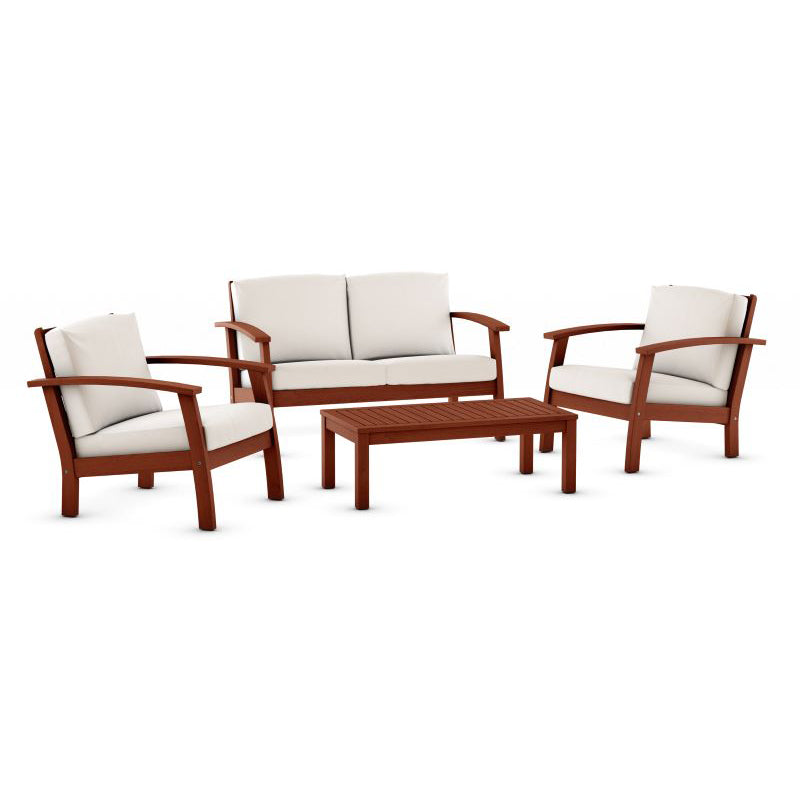 Kingsbury Teak Finish 100% FSC Certified Solid Wood With White Cushion Seating