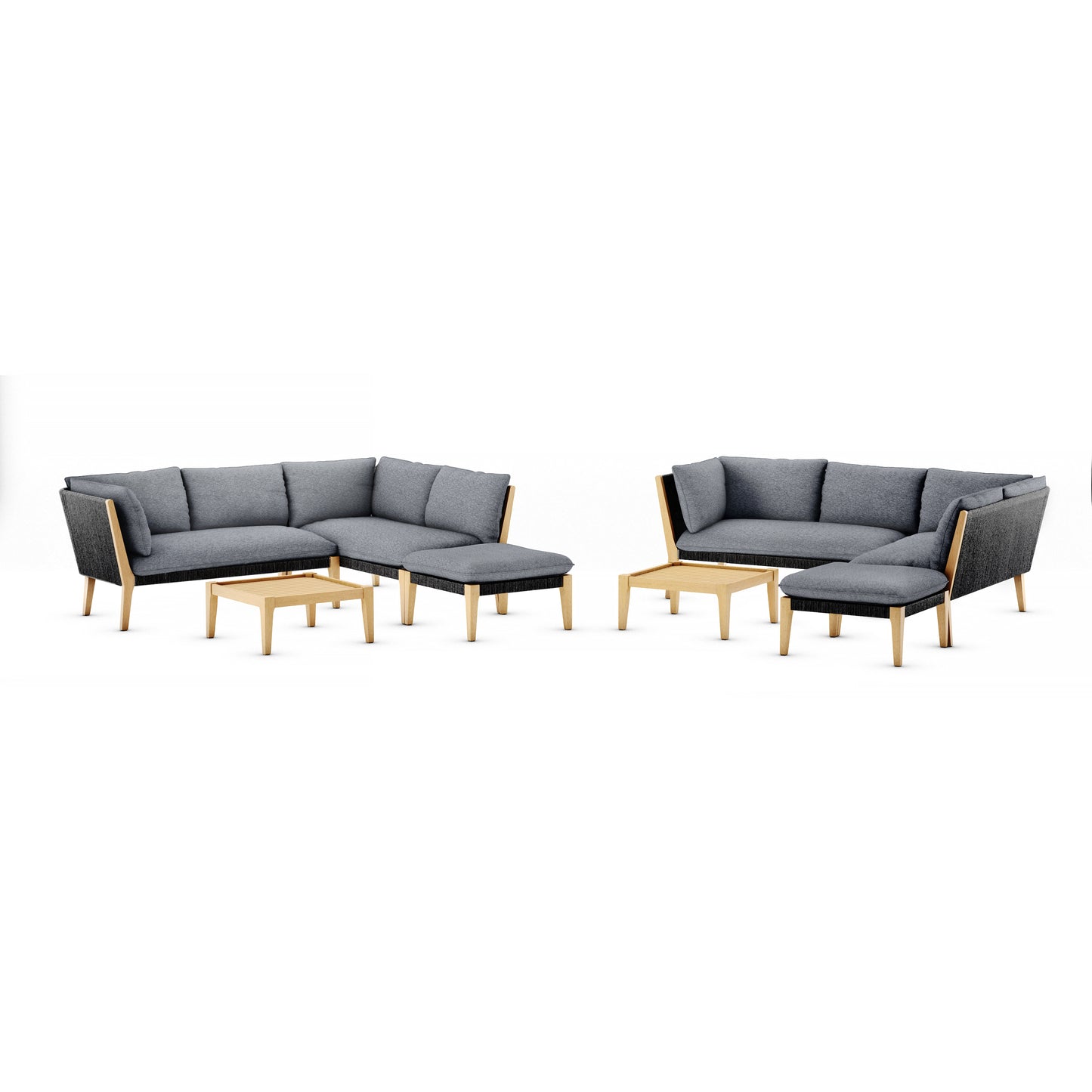 Barry 100% FSC Certified Solid Wood and Rope With Cushions Seating Set