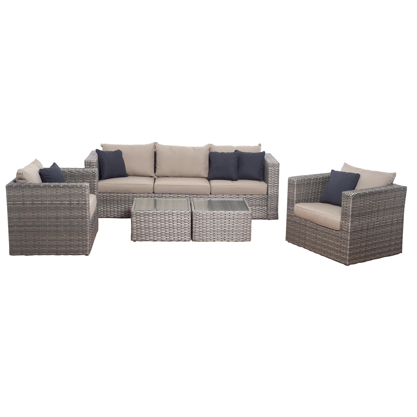 Mustang 5 Pieces Aluminum and Wicker Seating Set