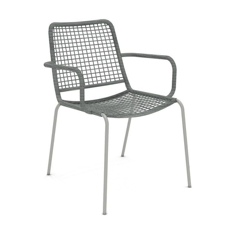 Oberon Stackable Steel & Rope Grey Chair