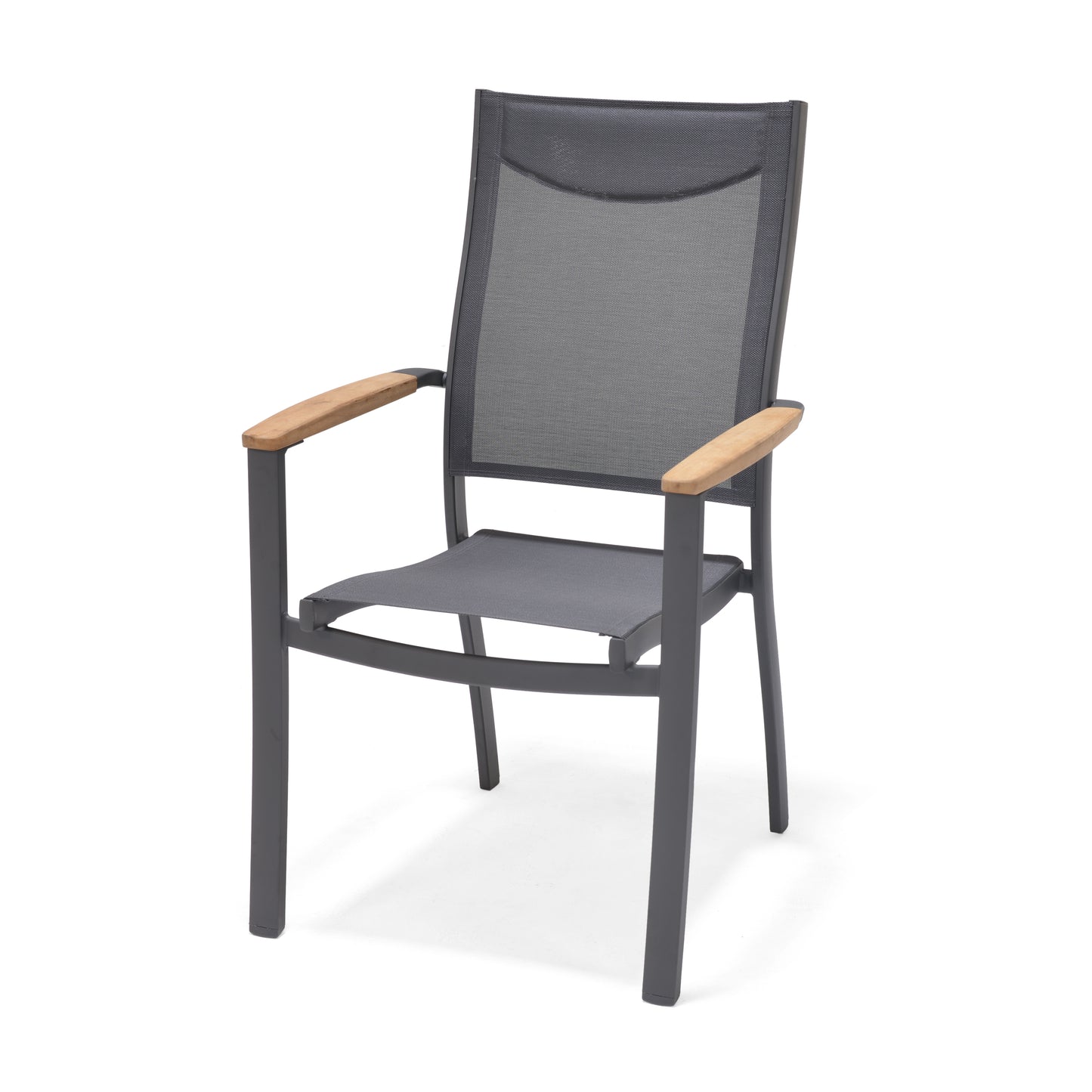 Pelen Aluminum stacking Teak Wood Grey armchair