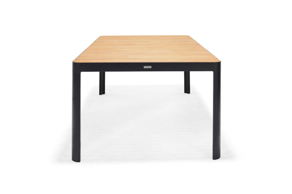 Portals Duraboard Light Teak Wood Black Table