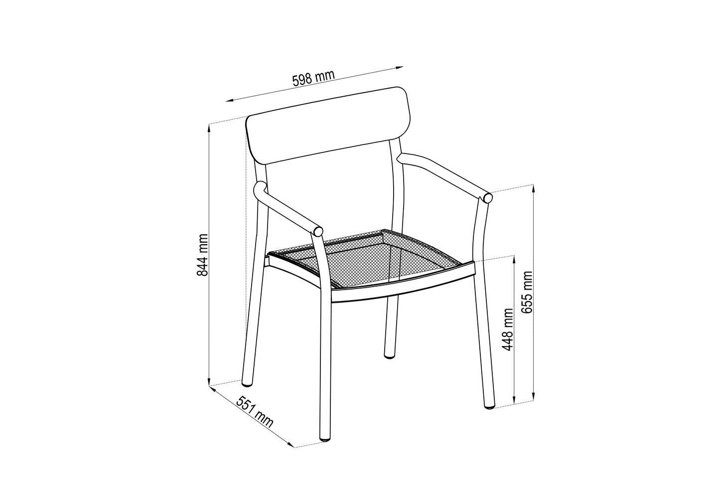 Oje Stackable Aluminum Grey Dining Arm Chair