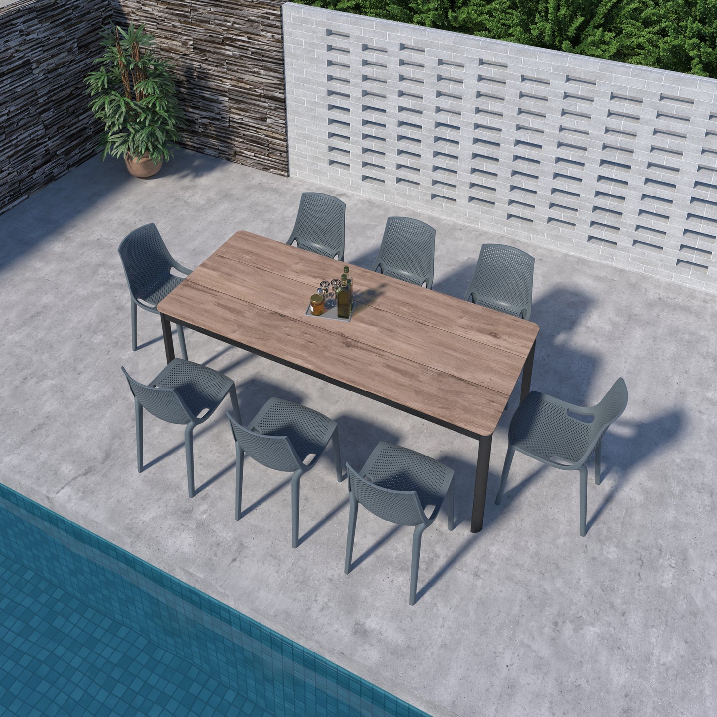 Berlin Aluminum & Duraboard Rectangular Grey Table 81"