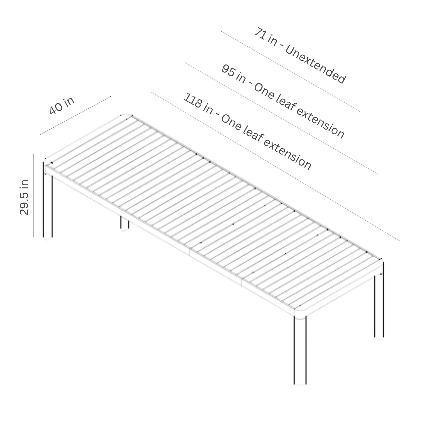 California Extendable Aluminum Rectangular Grey Dining Table
