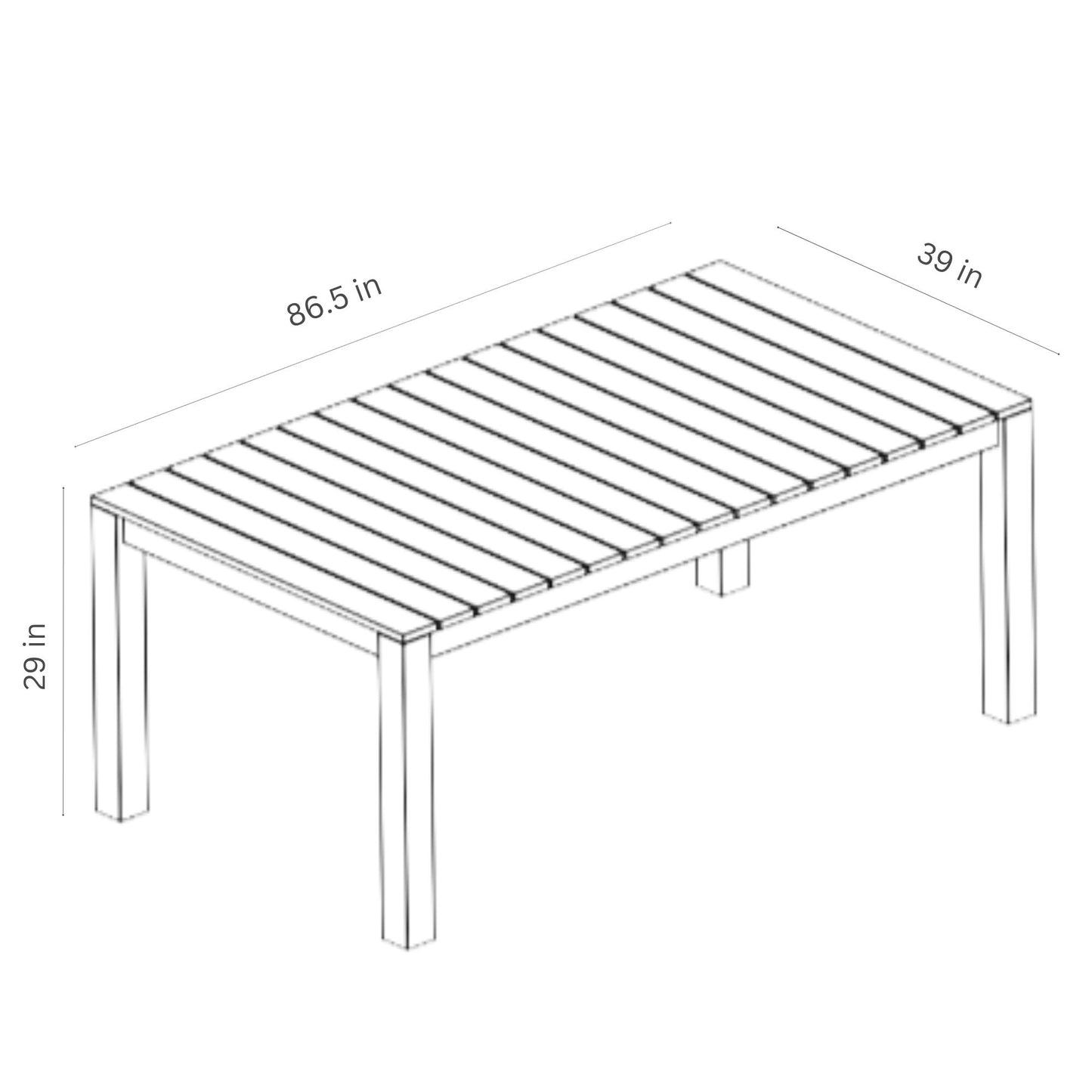 California Aluminum Rectangular White Dining Table
