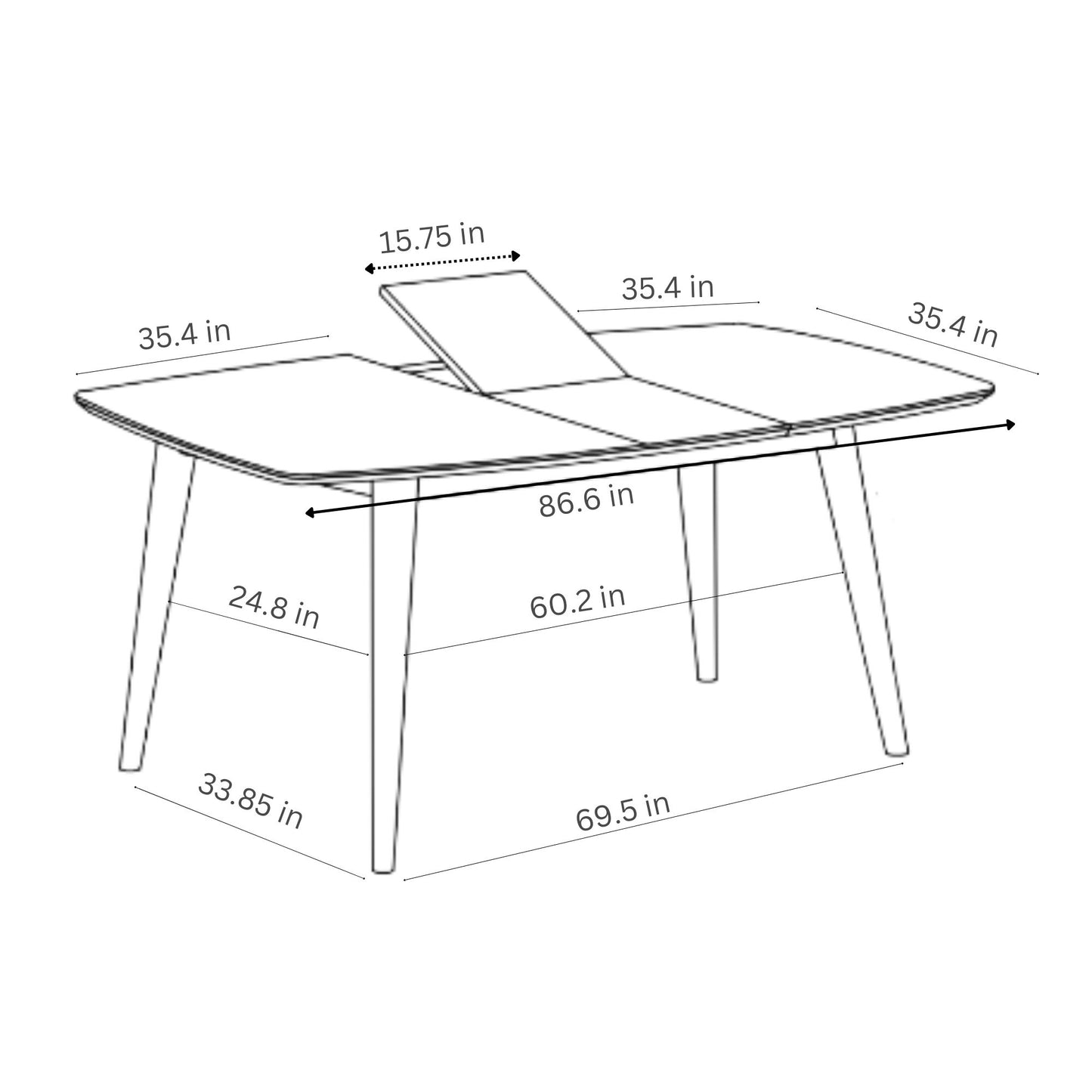 Cody Extendable Rectangular Rubber Wood Table