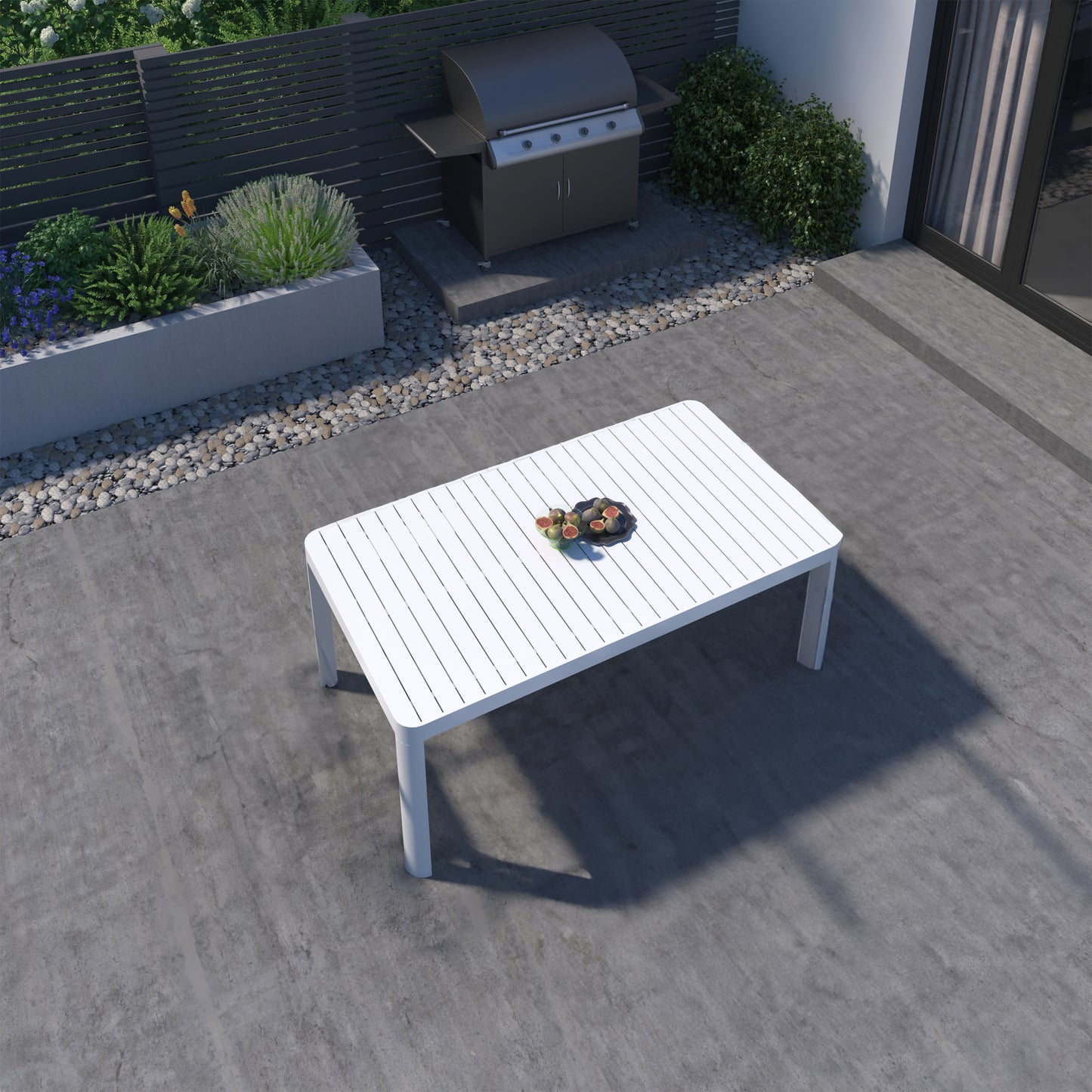 California Extendable Aluminum Rectangular White Dining Table