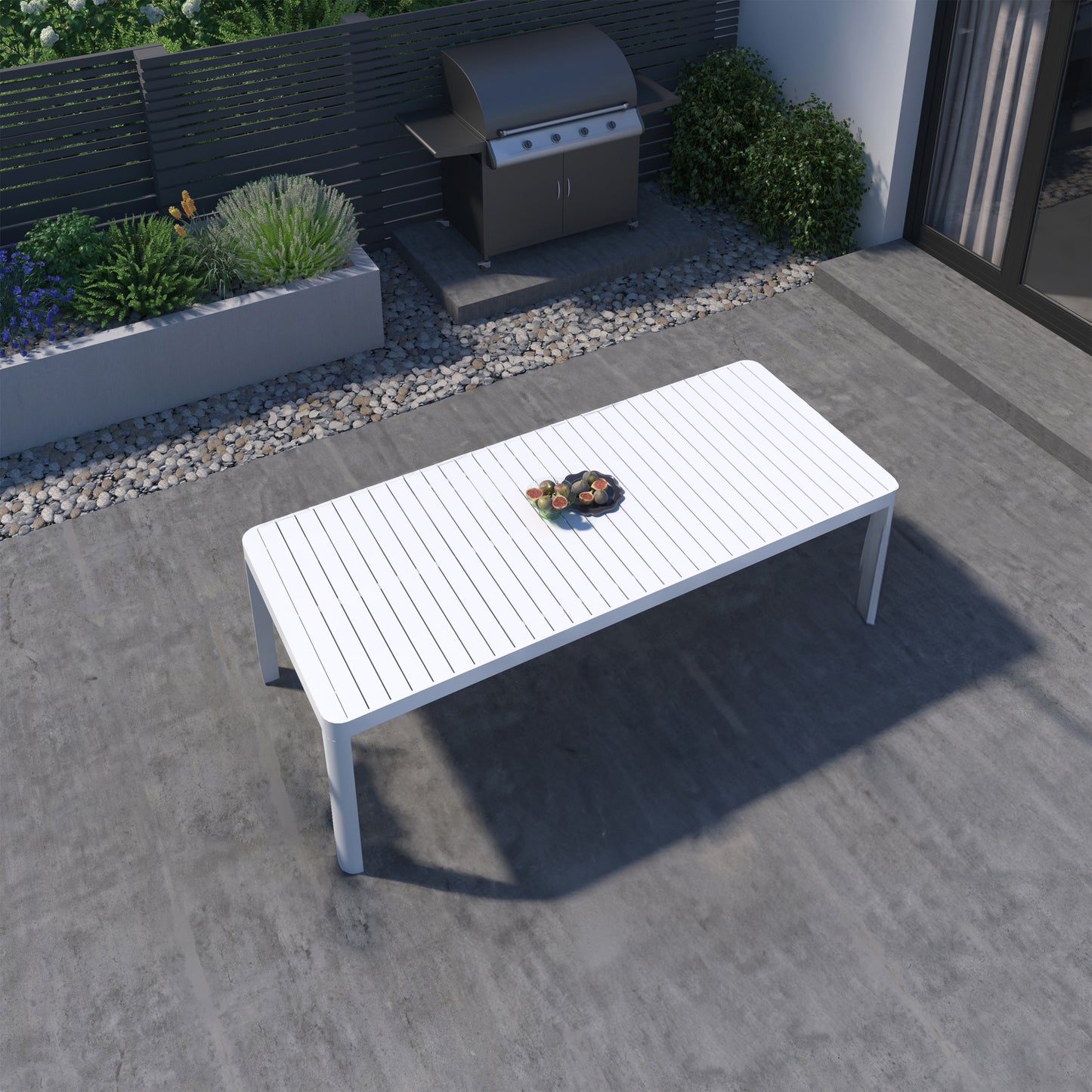 California Extendable Aluminum Rectangular White Dining Table