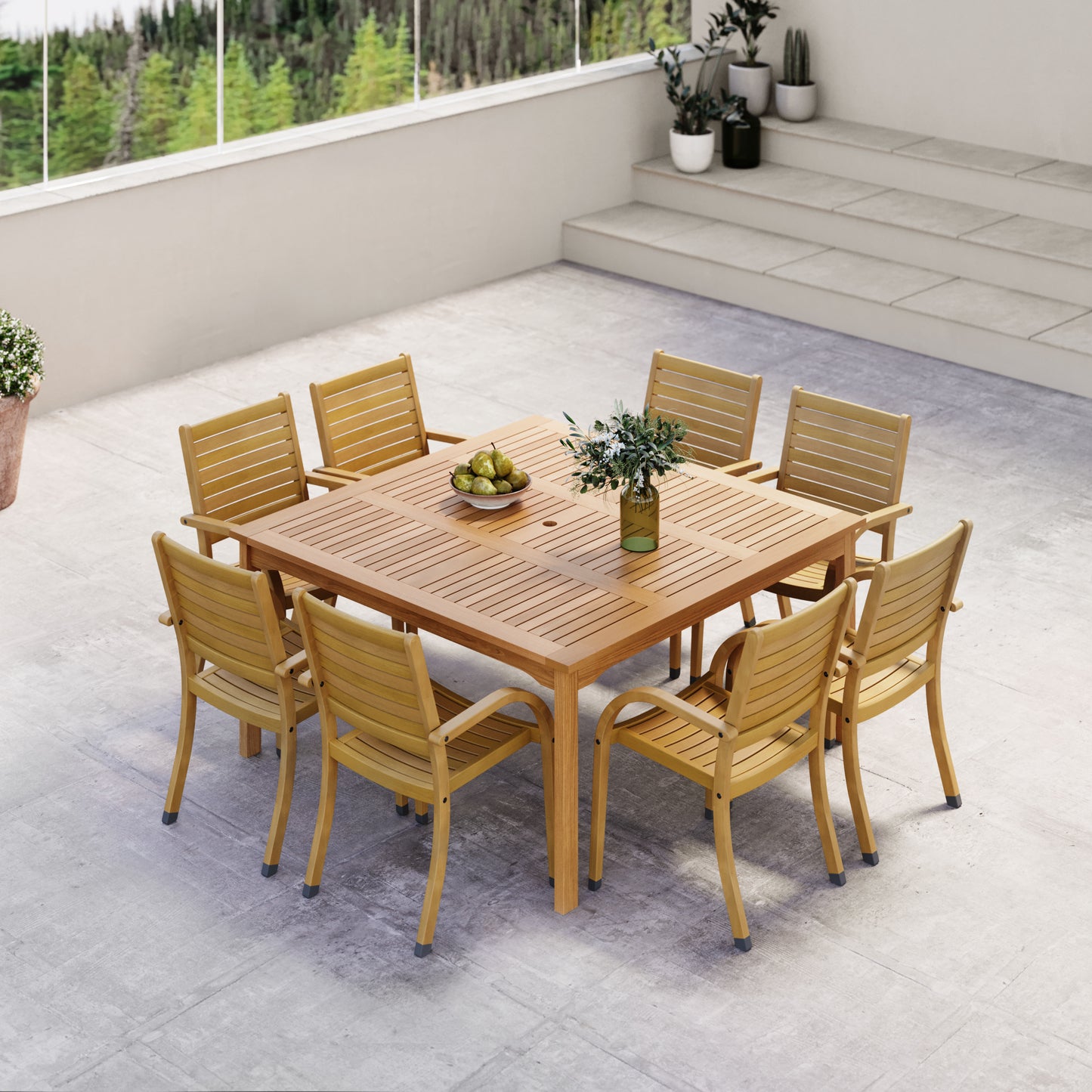 Livorno 100% Teak Finish Solid Hardwood Square Dining Table