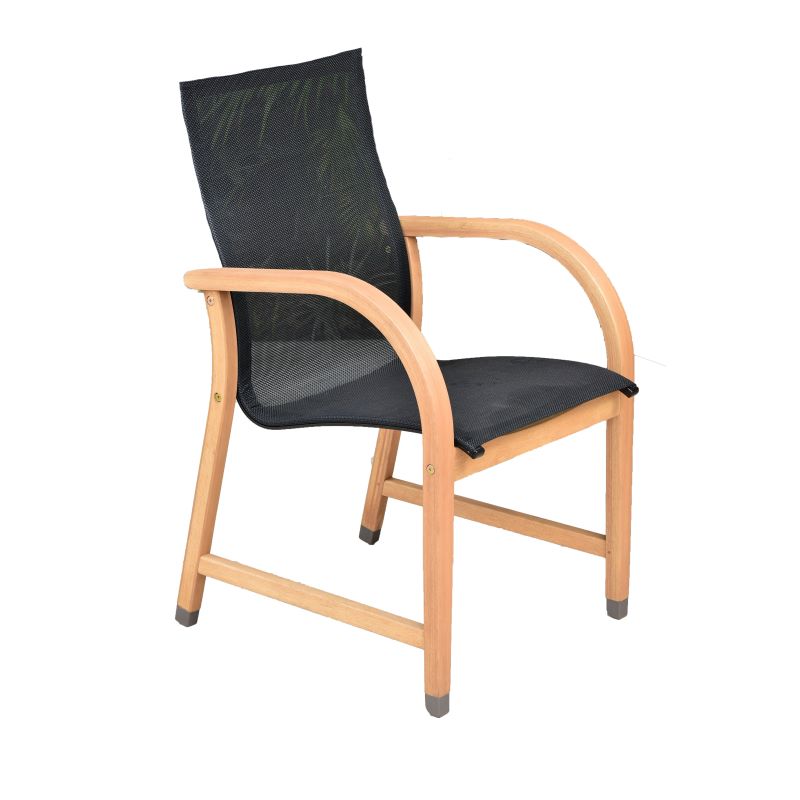 Manhattan 100% FSC Certified Wood Teak Finish Black Chair