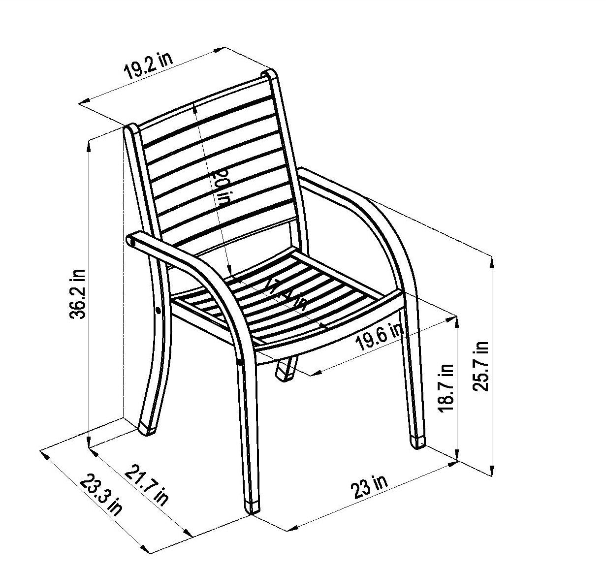 5 Piece Rectangular Dining Set With Stackable Chairs, Made Of 100% FSC Wood, Furniture Set For Outdoor And Patio