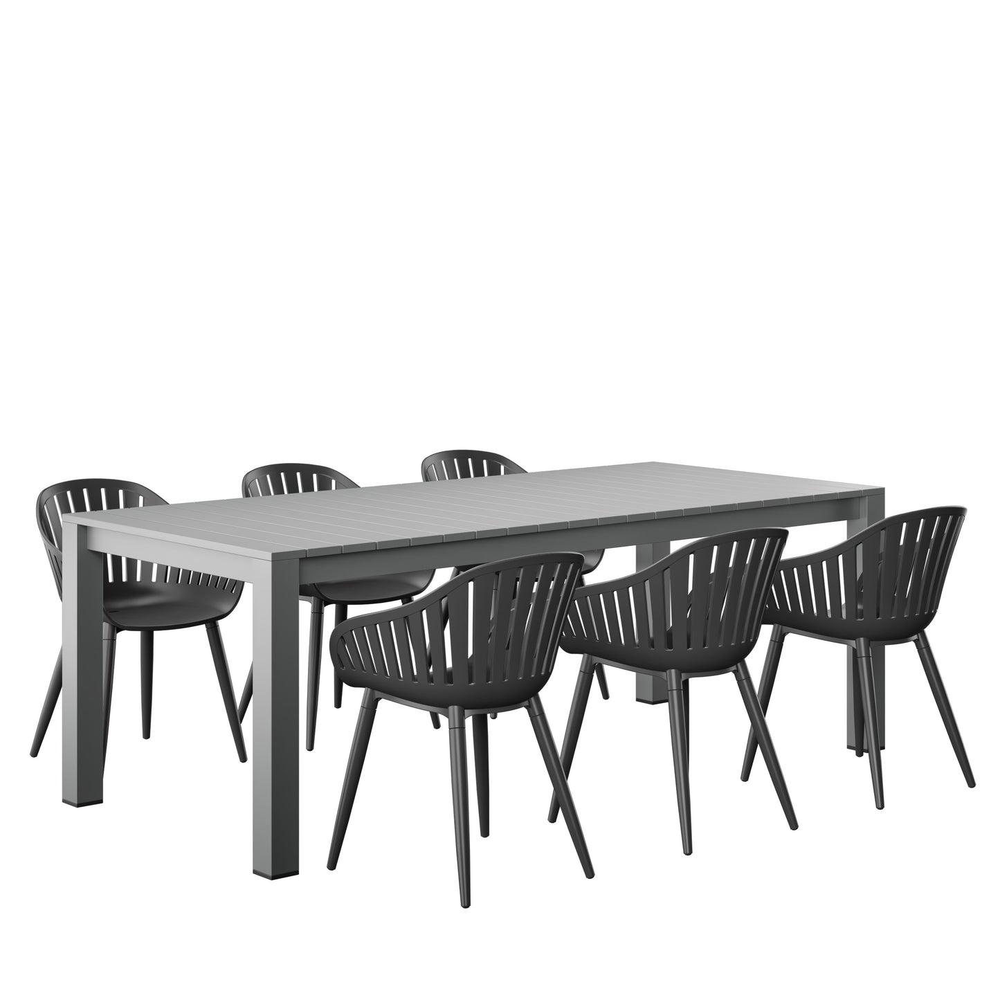 California Aluminum Rectangular Grey Dining Table