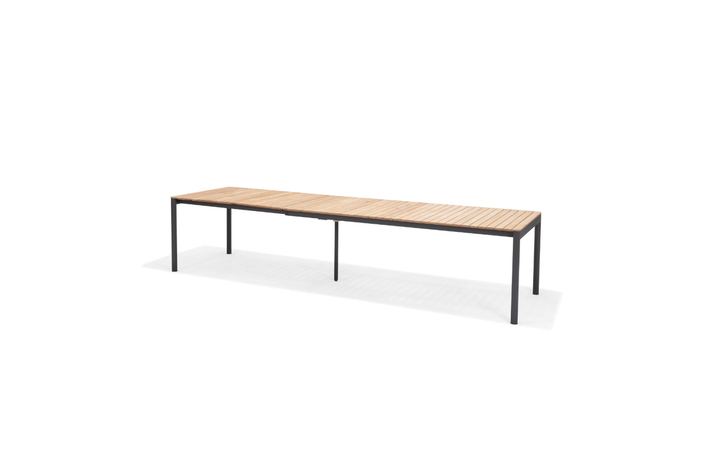 Topaz Rectangular Extendable Black Aluminum & 100% FSC Teak Wood Dining Table