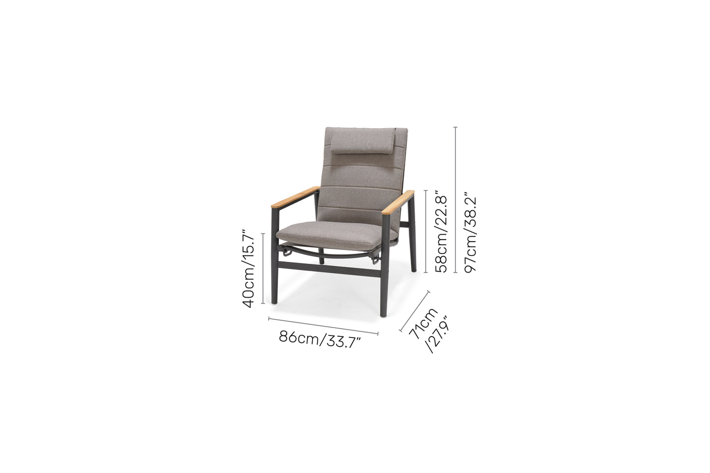 WAS $699. NOW $499 BRAND NEW Dark Teak Recliner Lounge Chair Made of Die-cast Aluminum, Ideal Furniture For Outdoor