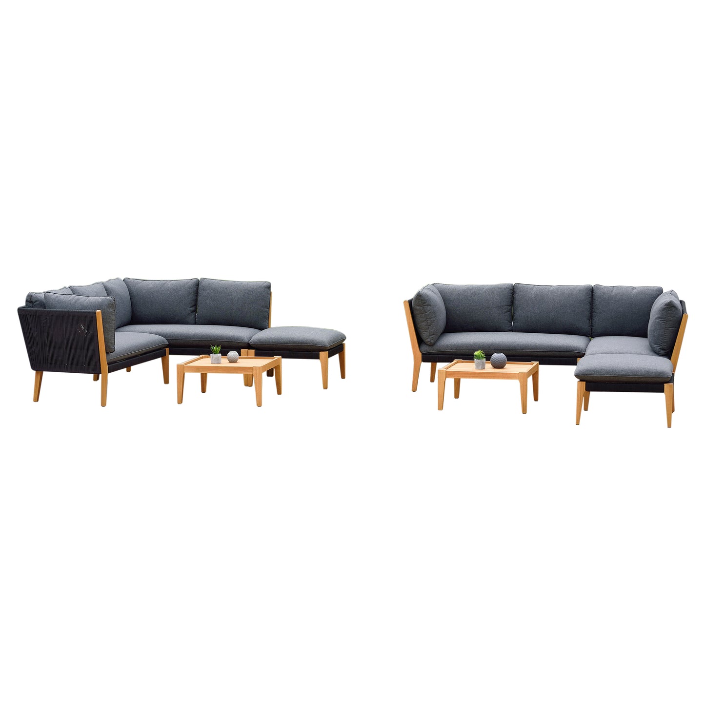 Barry 100% FSC Certified Solid Wood and Rope With Cushions Seating Set