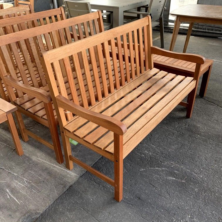 WAS $399 NOW $199 BRAND NEW 5-foot length Solid Wood Eucalyptus Patio Bench - Outdoor 2-Seater Bench New in a box