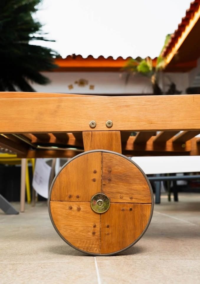 WAS $299 NOW $149 BRAND NEW Solid Wood Eucalyptus Patio Wheel Chaise Lounger - Outdoor Chaise