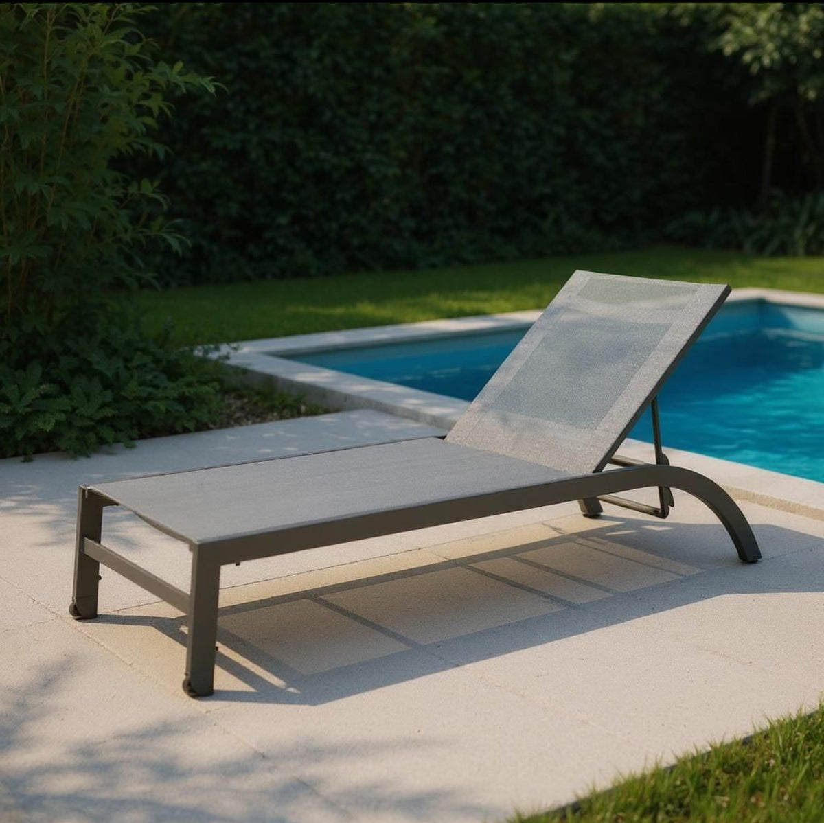 WAS $399 NOW $249 BRAND NEW Aluminum Sling Chaise Lounge - Patio Sunlounger