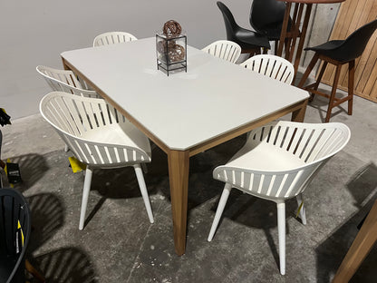 WAS $1699 NOW $899 OPEN BOX (never used) Inch 170 Solidwood 100% FSC; Die-Cast Aluminum 7 Piece Dining set