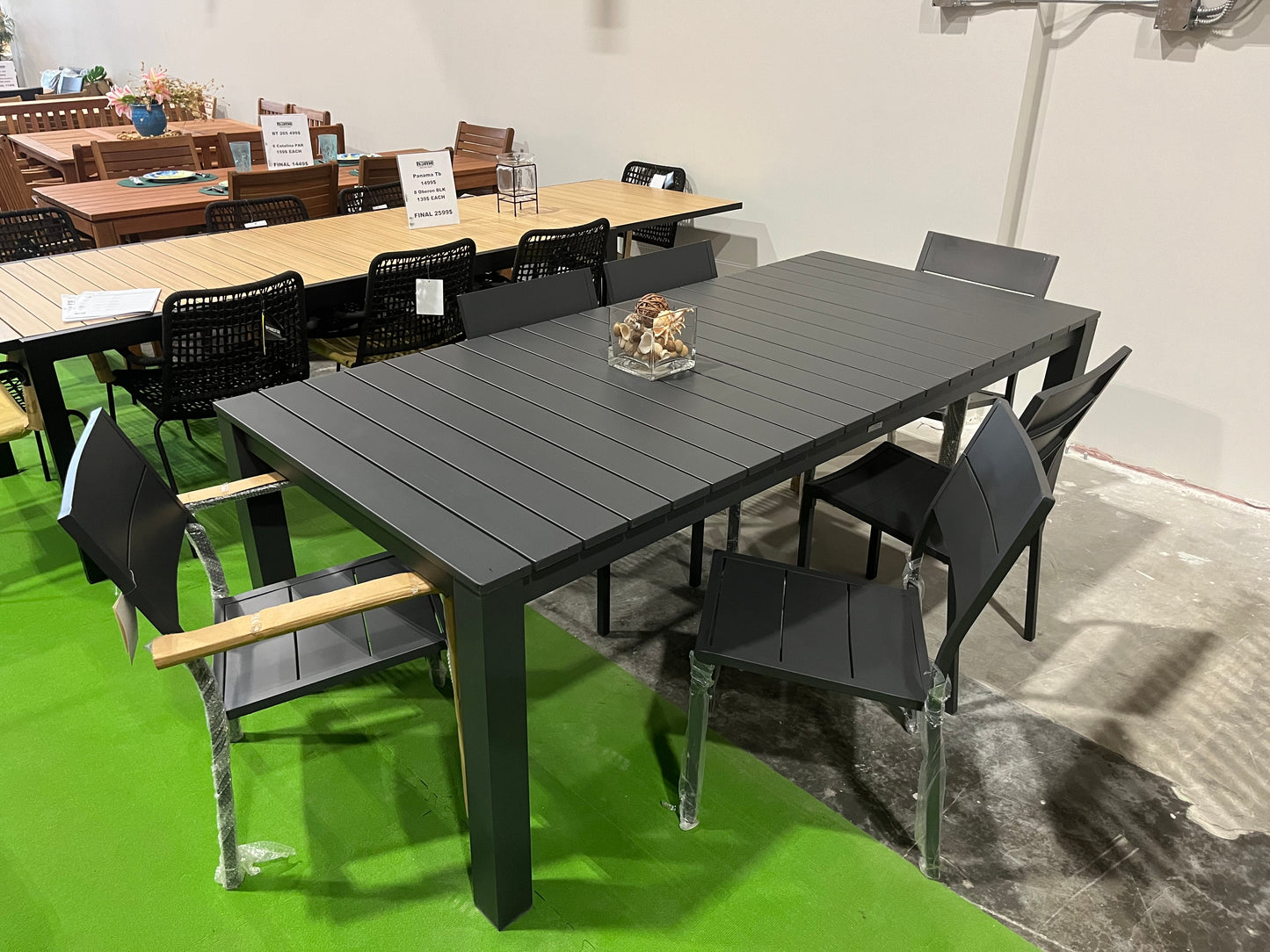 WAS $1499 NOW $899 Open Box (never used) 7 Piece Aluminum Rectangular Table Dining Set