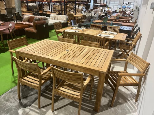 WAS $2099 NOW $1699 OPEN BOX (Never used) 7 Piece Teak 100% FSC Solid Wood Rectangular Patio Dining Set