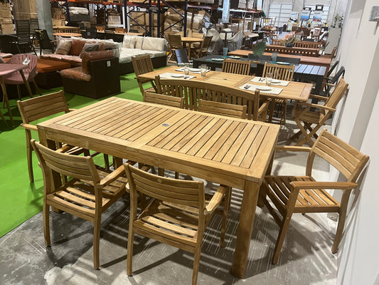 WAS $2499 NOW $1699 *BRAND NEW*  7 Piece Teak 100% FSC Solid Wood Rectangular Patio Dining Set
