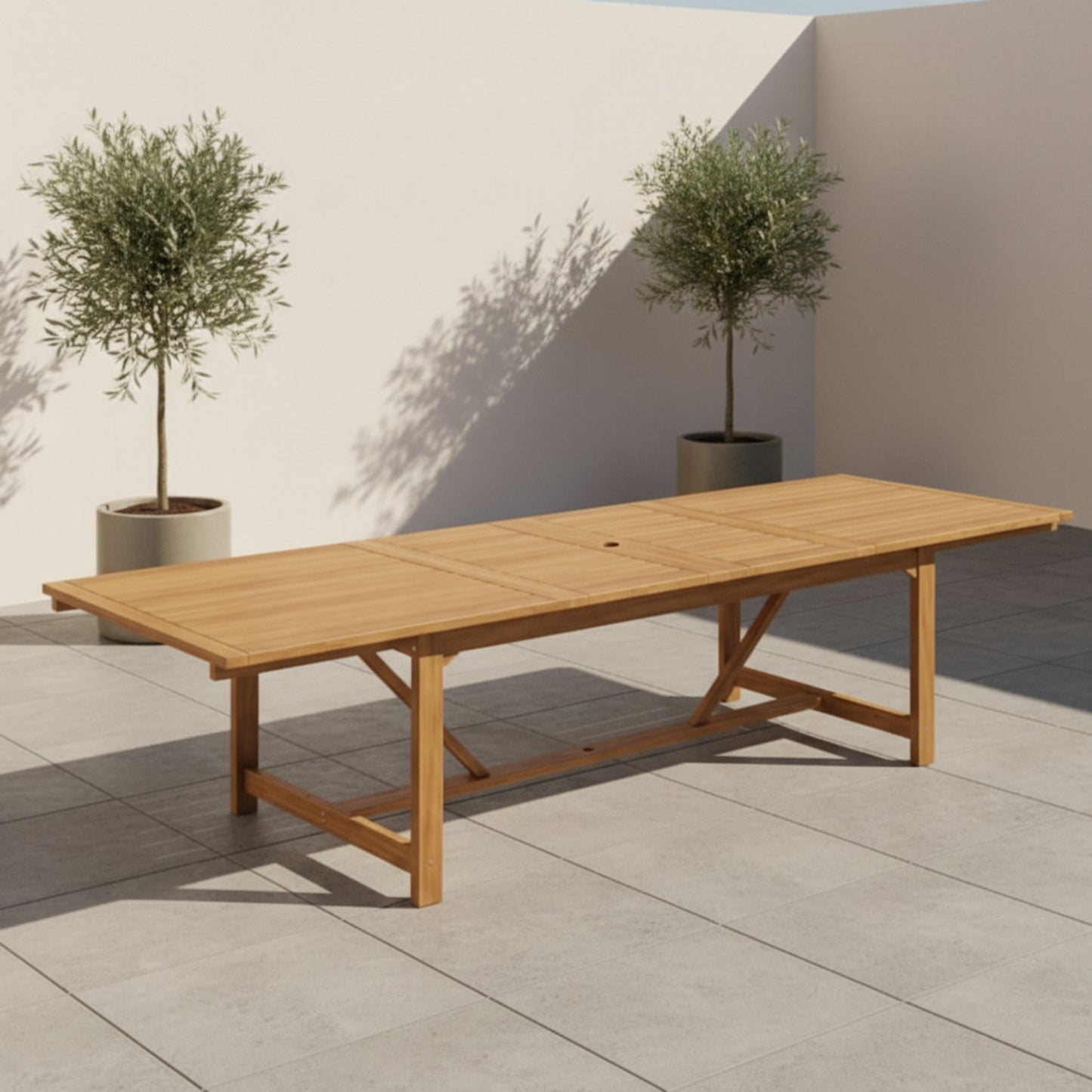 Leyland Deluxe Teak Finish  Solid Wood Rectangular Extendable Table