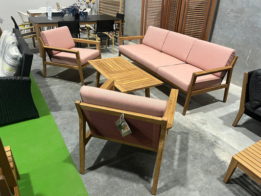 WAS $3499 NOW $2299 *BRAND NEW* OPEN BOX 4 Piece 100% FSC Certified Teak Wood Outdoor Seating Set