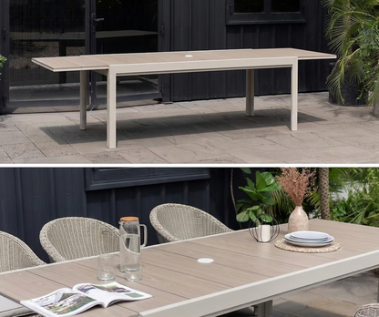 Mayor Extendable Die-Cast Aluminum Coral Sand Rectangula Table