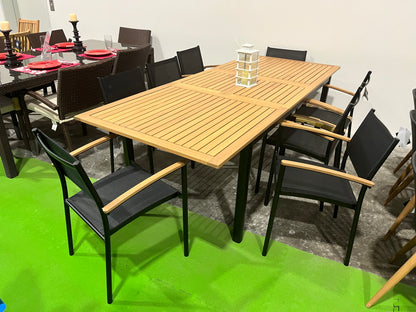 WAS $1799 NOW $899 OPEN BOX (never used) Solidwood 100% FSC; Die-Cast Aluminum 9 Piece Dining set