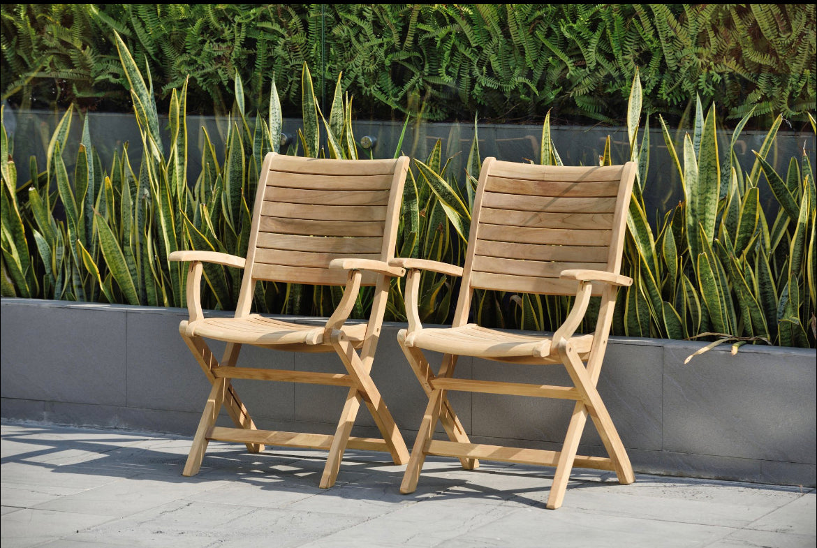 WAS $599 NOW $329 Open Box (never used) 2 Piece Teak 100% FSC Certified Wood Chairs