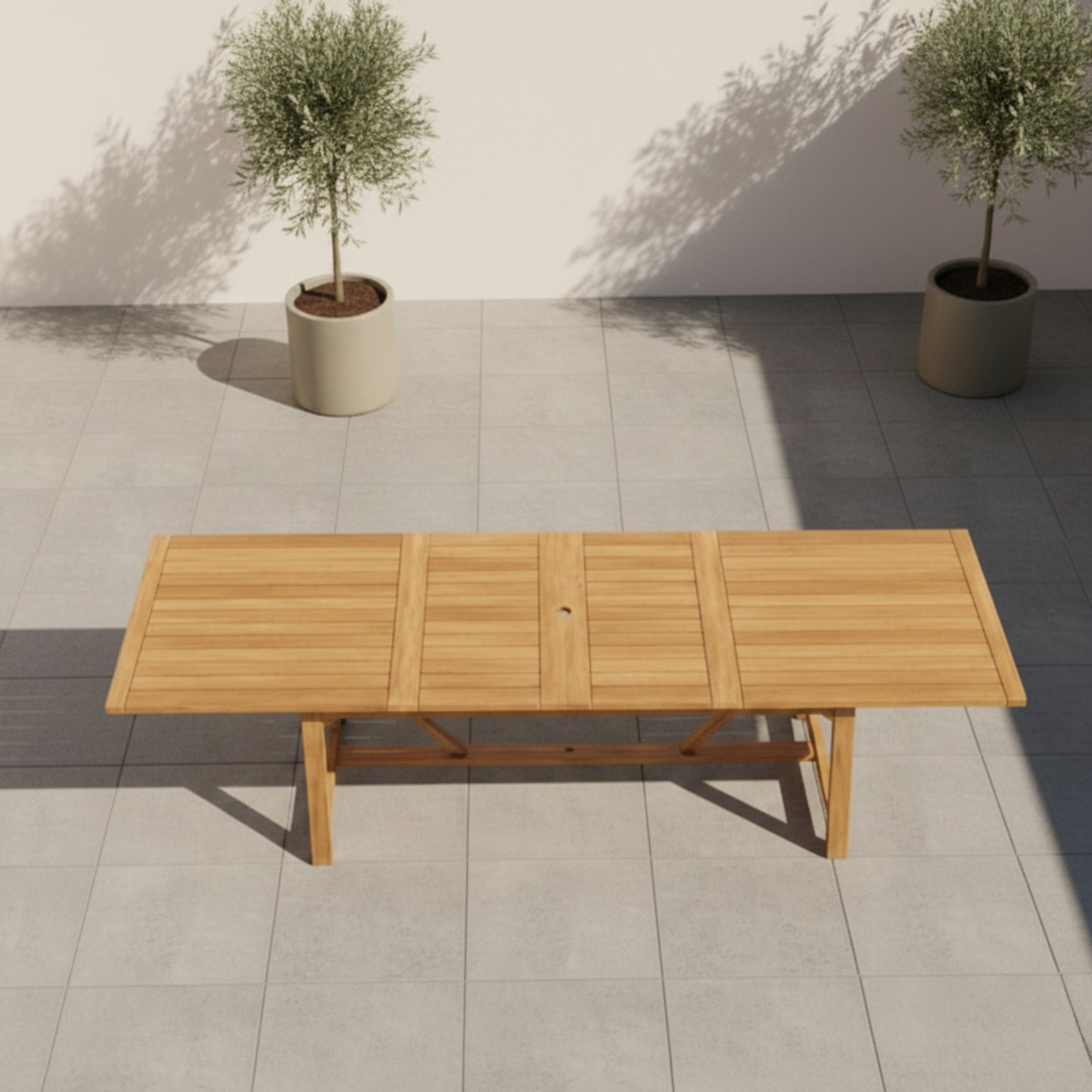Leyland Deluxe Teak Finish  Solid Wood Rectangular Extendable Table