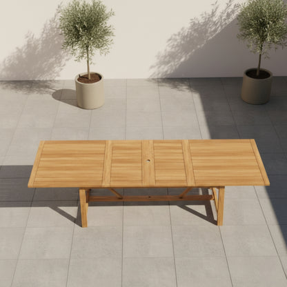 Leyland Deluxe Teak Finish  Solid Wood Rectangular Extendable Table